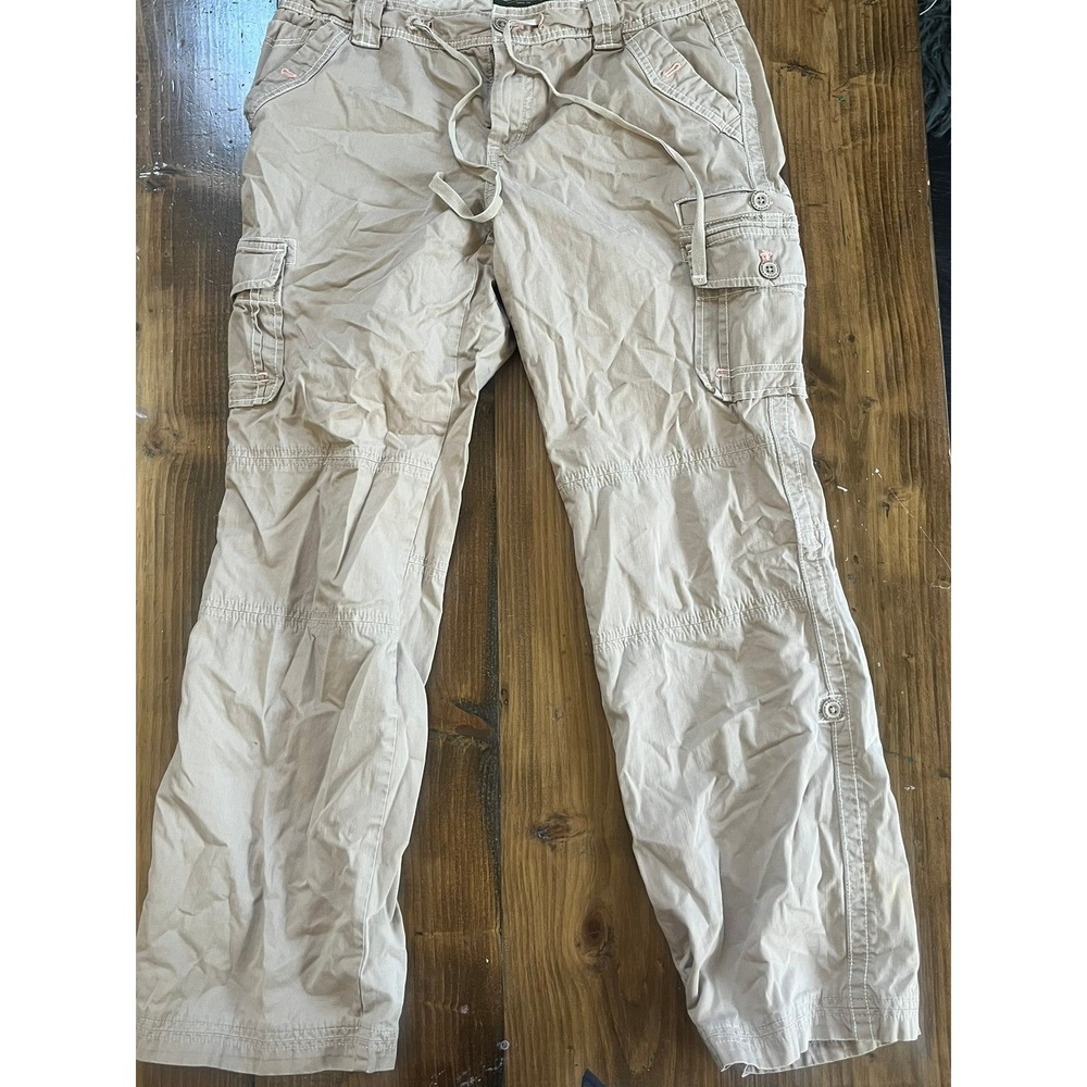 Eddie Bauer Womens Khaki Cargo Pants Size 10 Cotton Roll Up Tab Hiking Outdoor